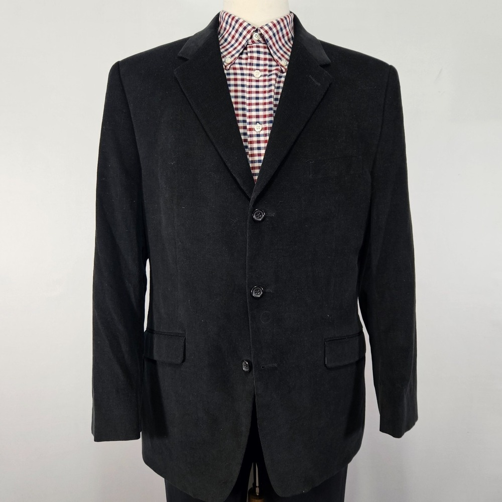 Apt.9 Men's Sport Coat Blazer Three‎ Button Black Corduroy Cotton Size Large